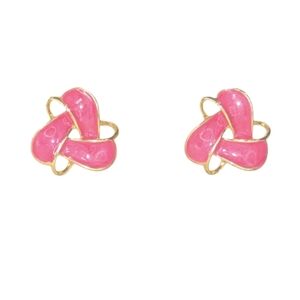 Pink Enamel and Gold Plated Fashion Stud Earrings
